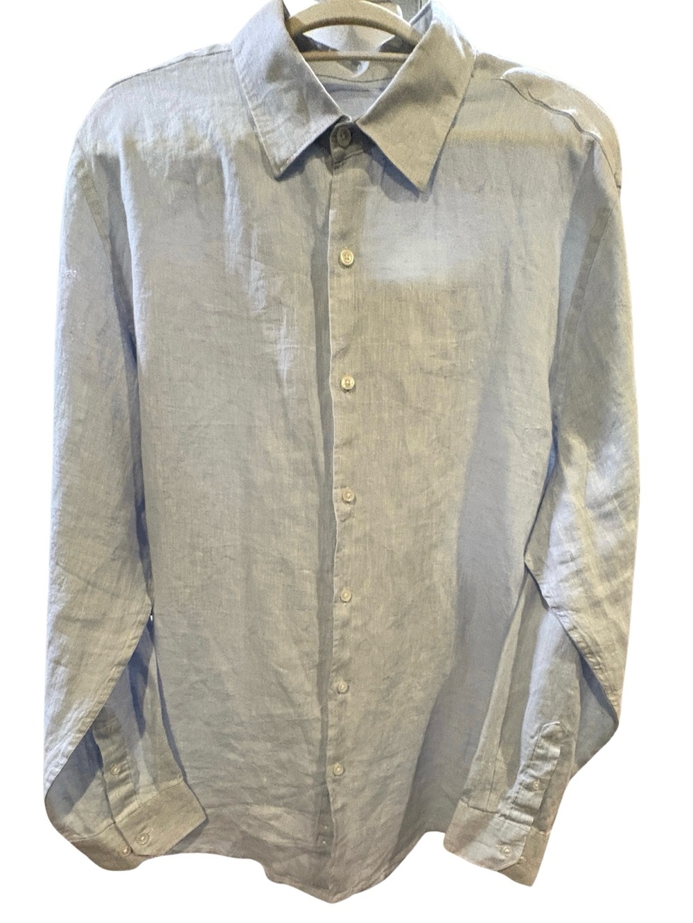 Tasso Elba 100% Linen Button Front Shirt XXL Light Blue Long Sleeve NWT